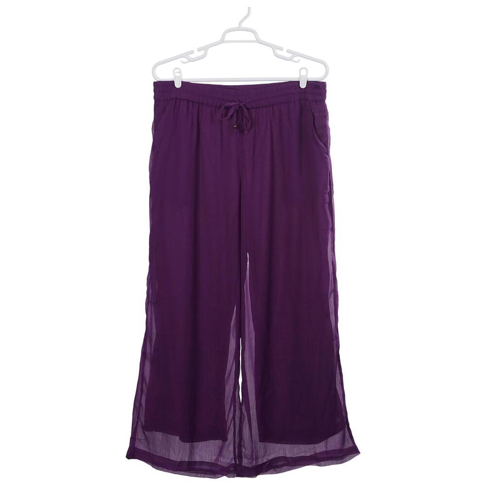 Alisha & Chloe Pants 2X Purple Pull On Drawstring Wide Leg Beach Vacation Resort